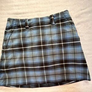 Nike Golf Womens Blue & Black Plaid Dri-Fit Skort Athletic Mini Skirt Stretch